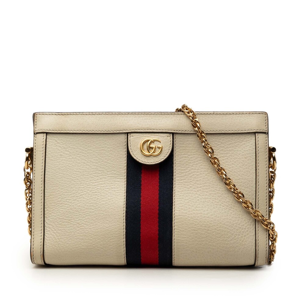 Pre-Loved Gucci Small Calfskin Web Ophidia Chain Crossbody